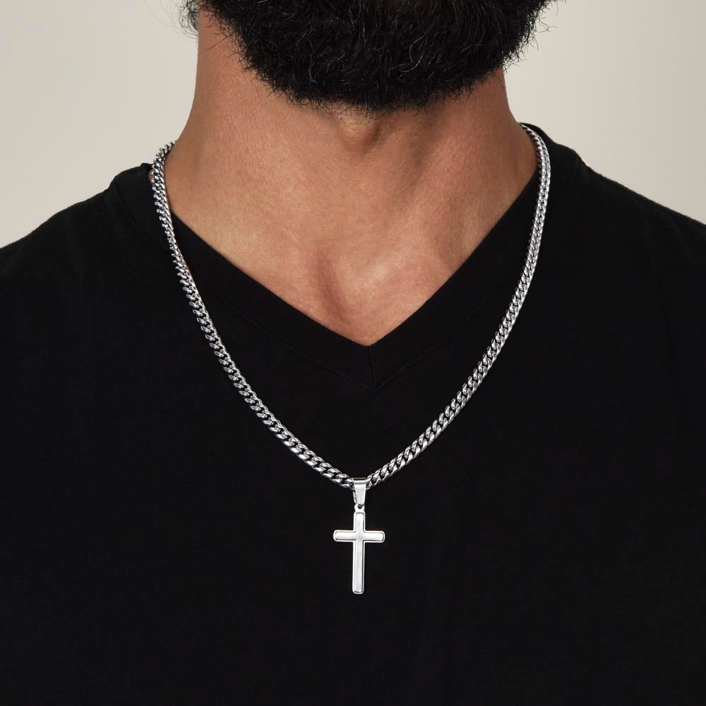 Graduation Cuban Chain with Artisan Cross Necklace