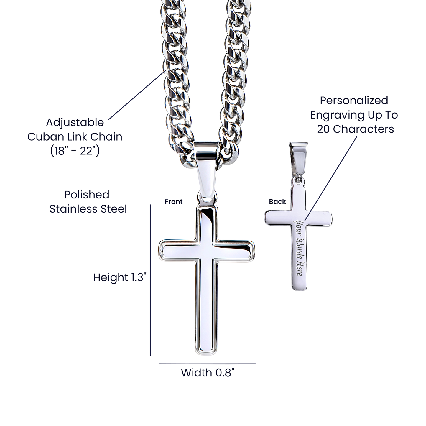 Graduation Cuban Chain with Artisan Cross Necklace