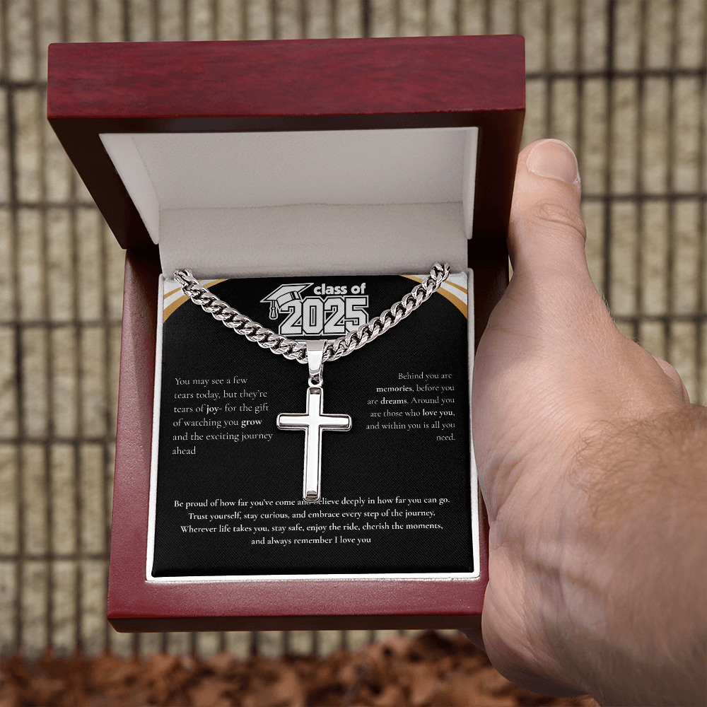 Graduation Cuban Chain with Artisan Cross Necklace
