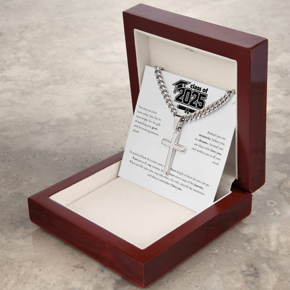 Graduation Cuban Chain with Artisan Cross Necklace