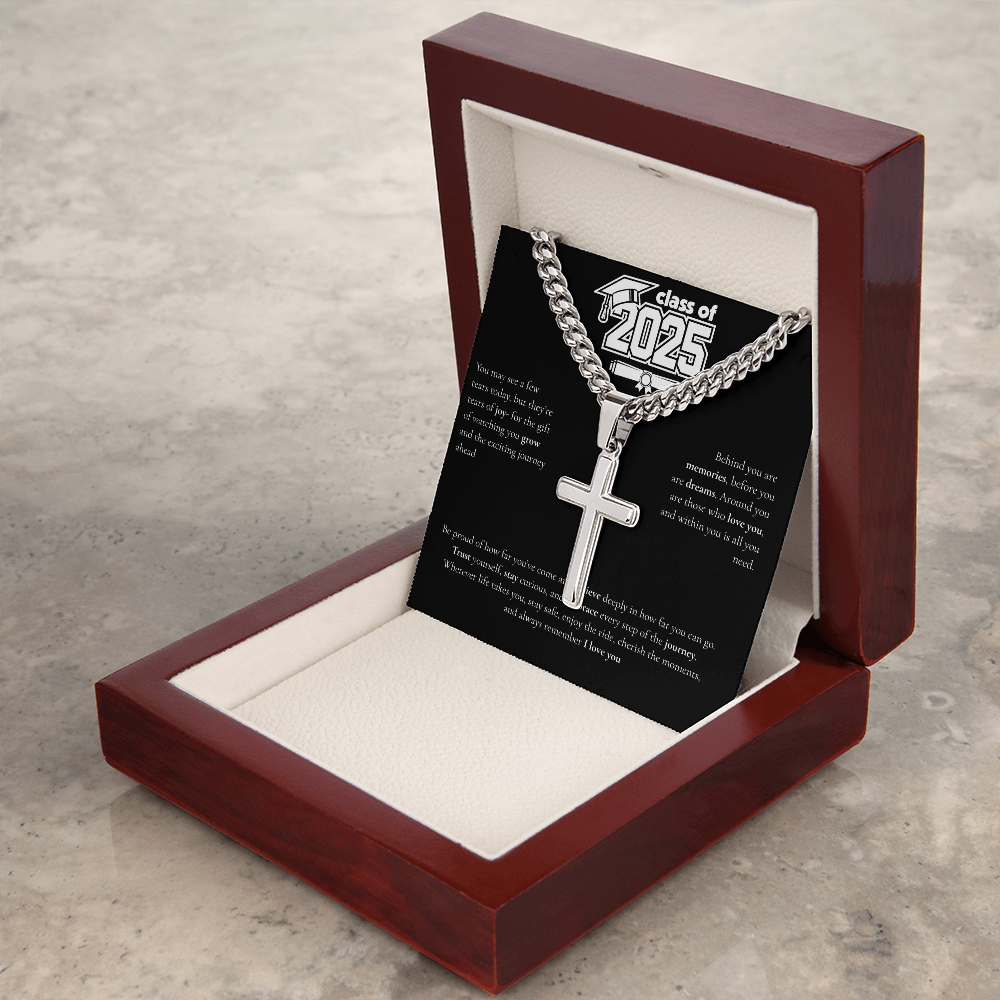 Graduation Cuban Chain with Artisan Cross Necklace