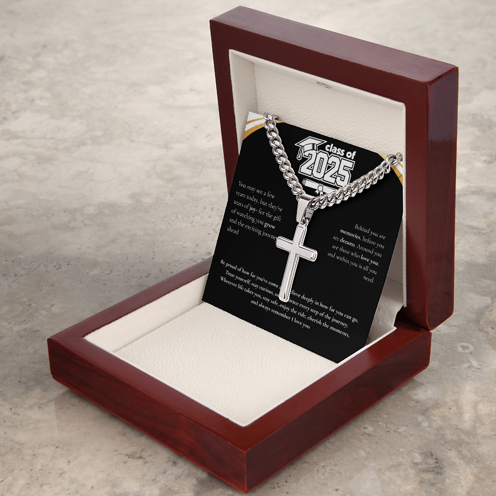 Graduation Cuban Chain with Artisan Cross Necklace