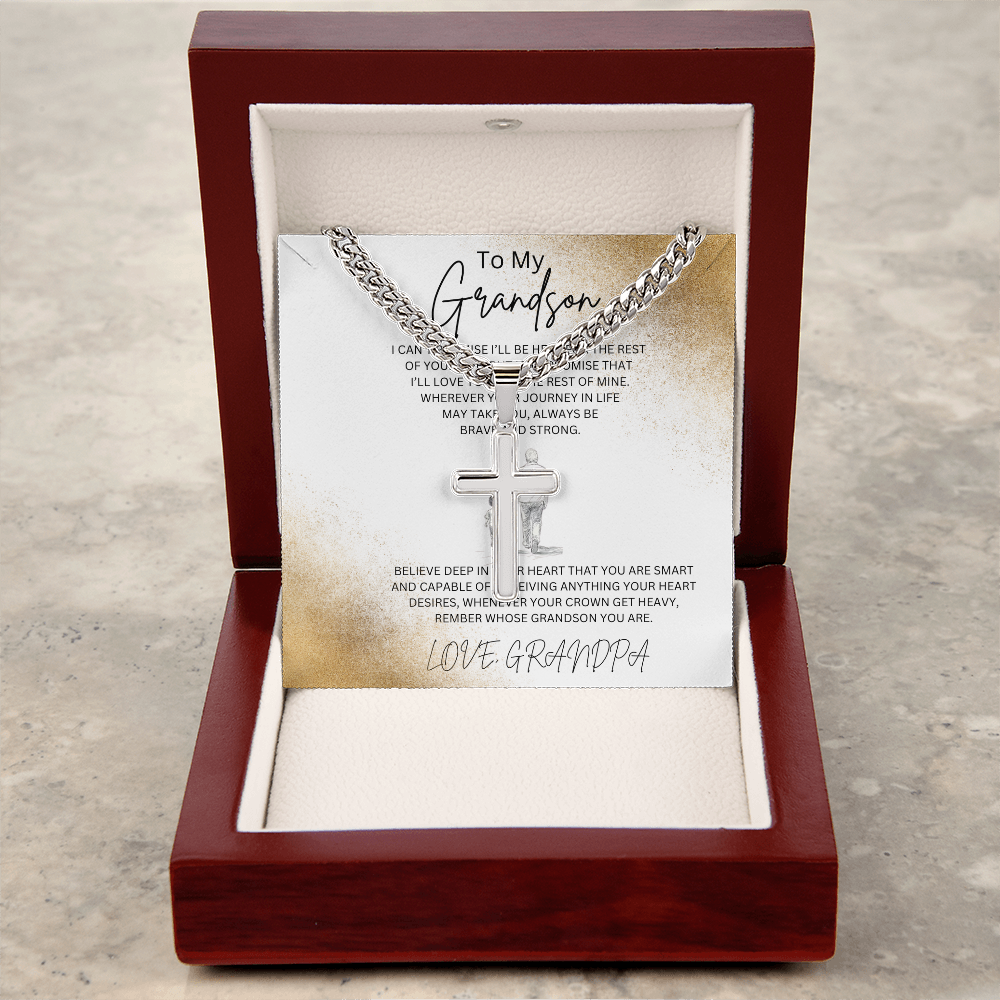 Grandson Cuban Link Chain with Artisan Cross