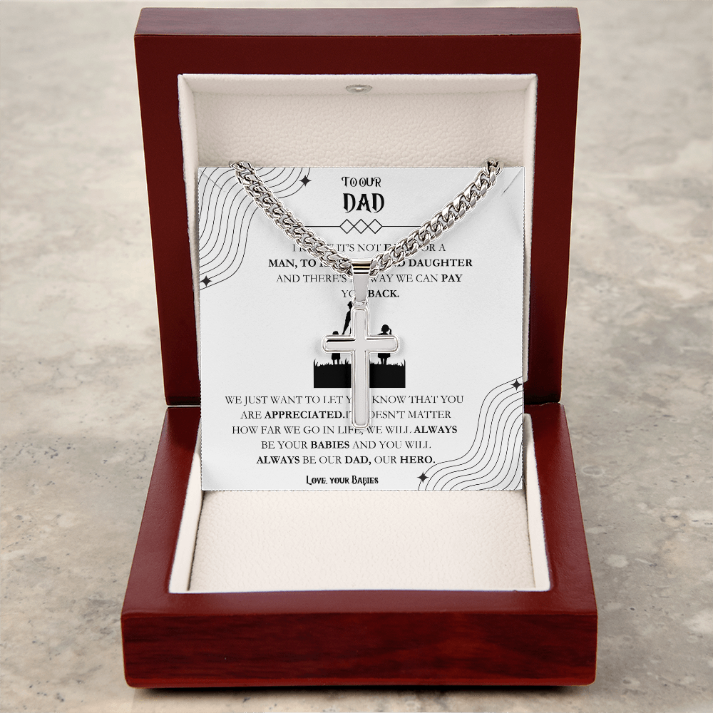 Father Cuban Link Chain with Artisan Cross