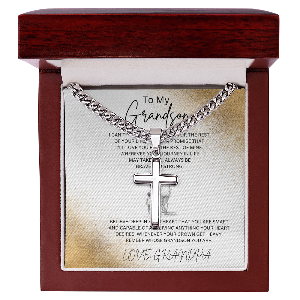 Grandson Cuban Link Chain with Artisan Cross