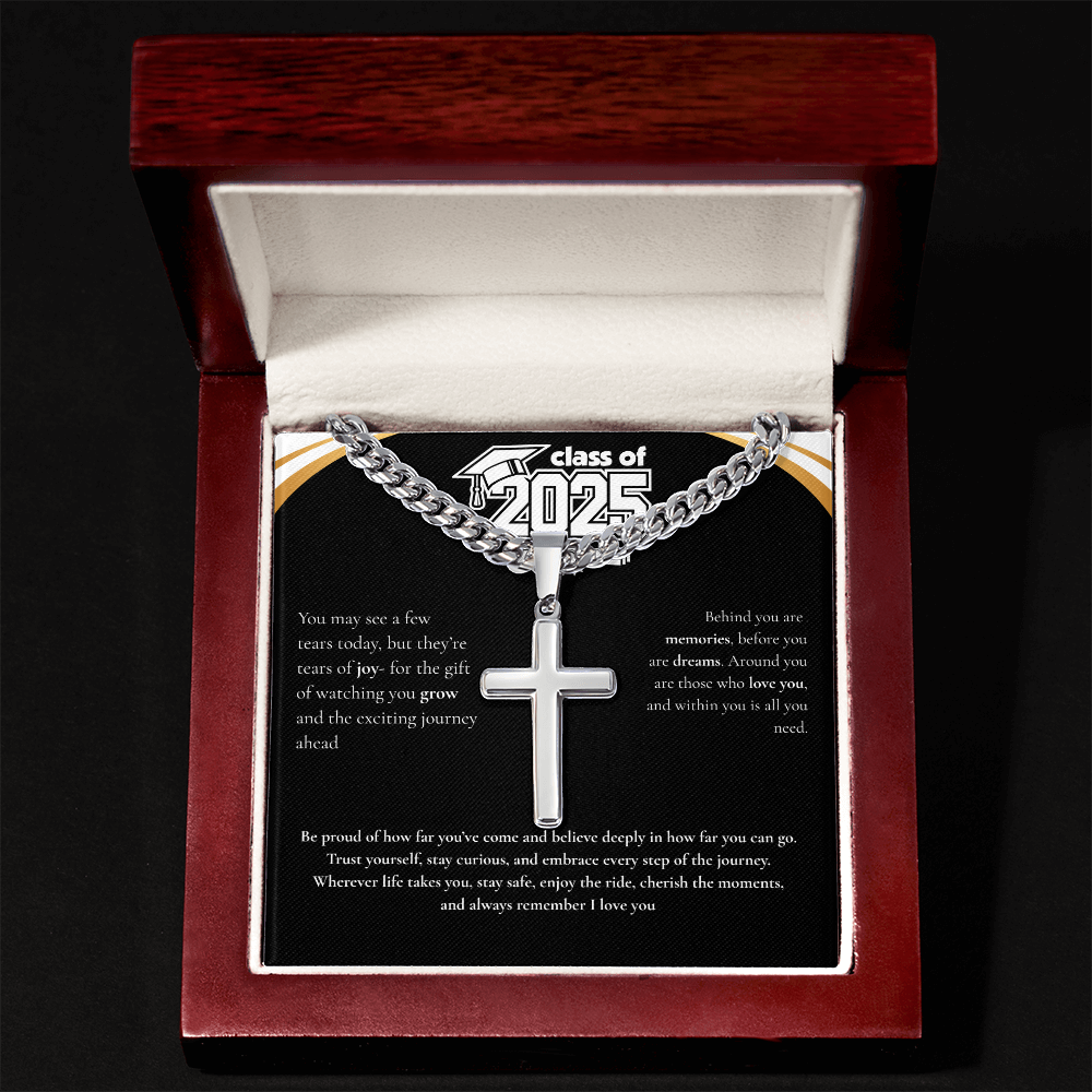 Graduation Cuban Chain with Artisan Cross Necklace