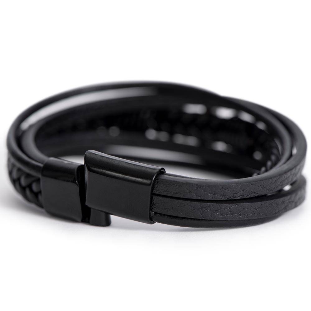 Graduation Men's Cross Leather Bracelet