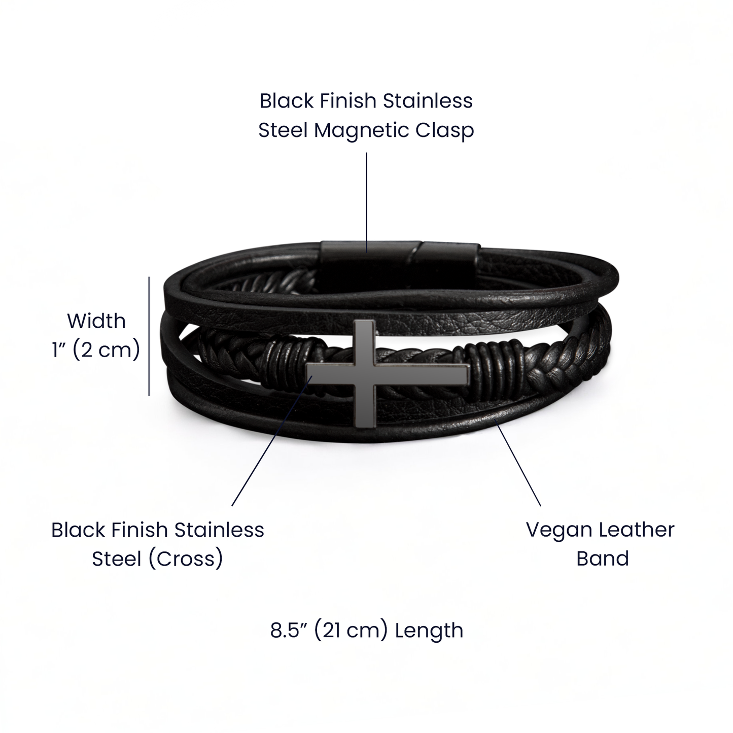 Graduation Men's Cross Leather Bracelet