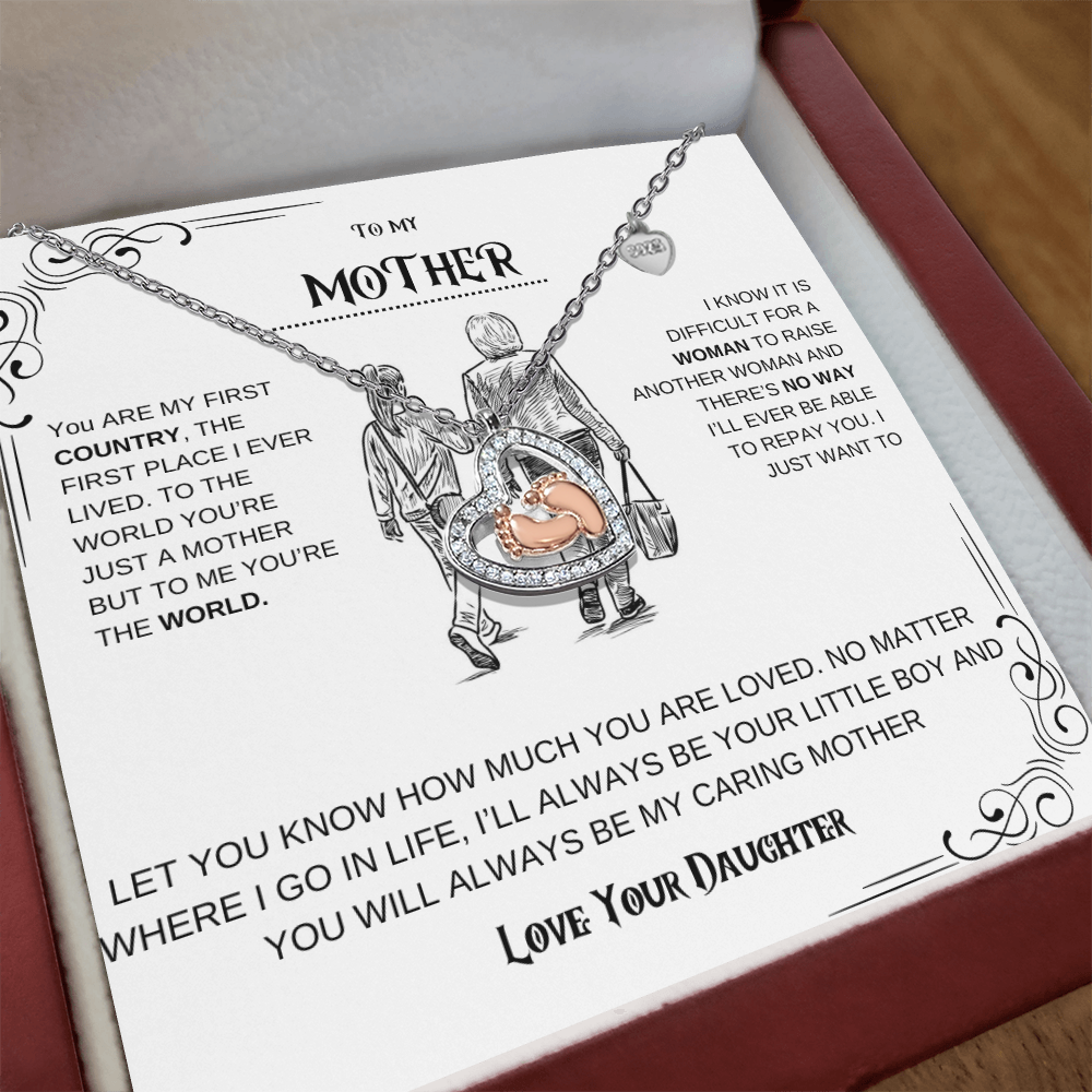 Mother Baby Feet Heart Necklace