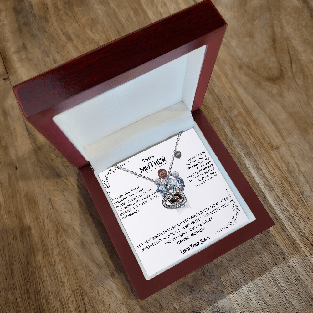 Mother Baby Feet Heart Necklace