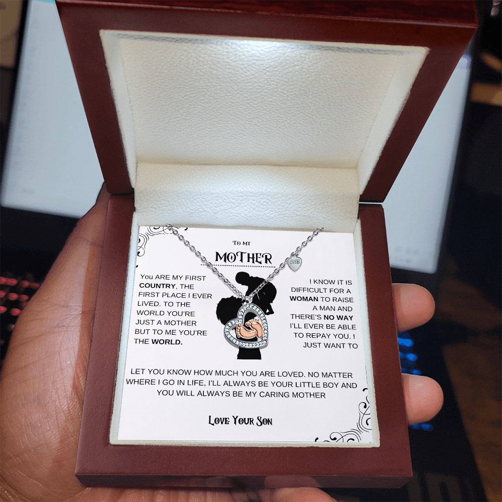 Mother Baby Feet Heart Necklace