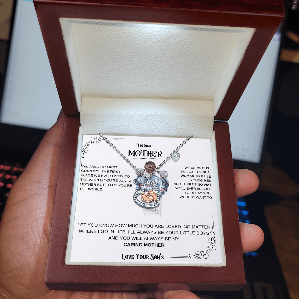 Mother Baby Feet Heart Necklace
