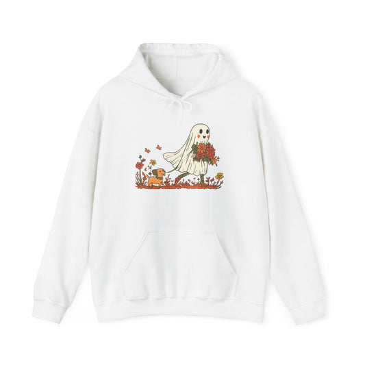 Ghostly Blooms Hoodie - Cozy Fall Fashion, Halloween Spirit, Gift for Friends, Trendy Hoodie, Autumn Style