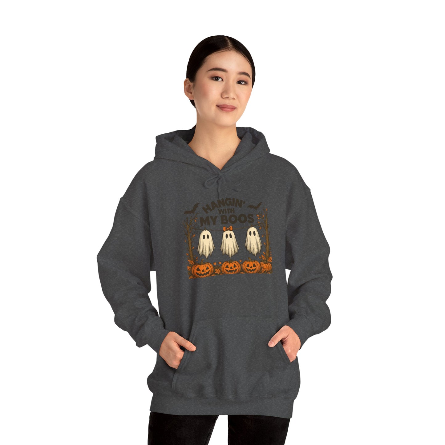 Halloween Ghost Hoodie, Cozy Autumn Apparel, Unisex Hoodie, Spooky Season Gift, Halloween Fun Wear, Hangin' with My Boos