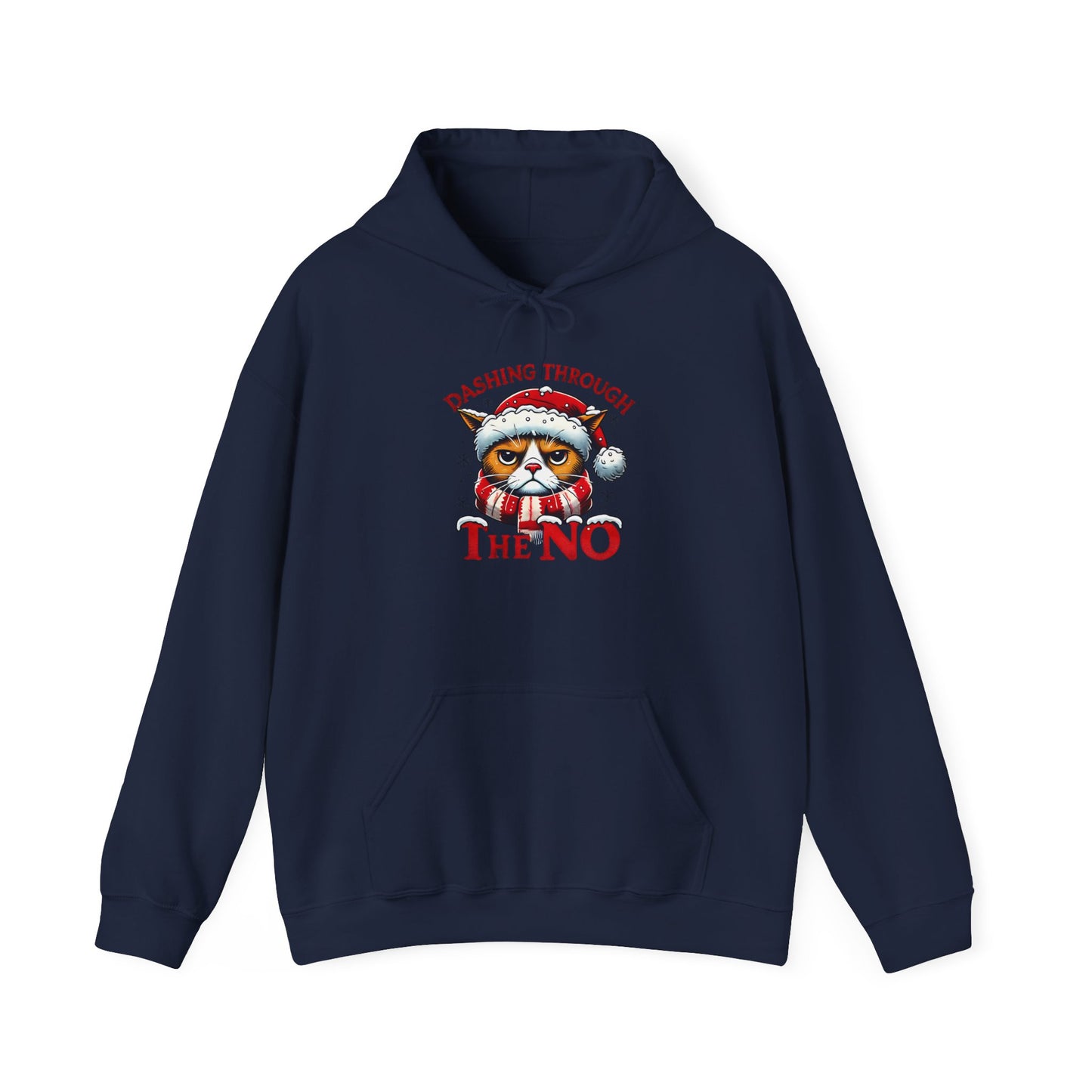 Festive Cat Christmas Hoodie, Unisex Heavy Blend Hooded Sweatshirt, Holiday Gift, Cozy Winter Apparel, Funny Xmas Sweatshirt