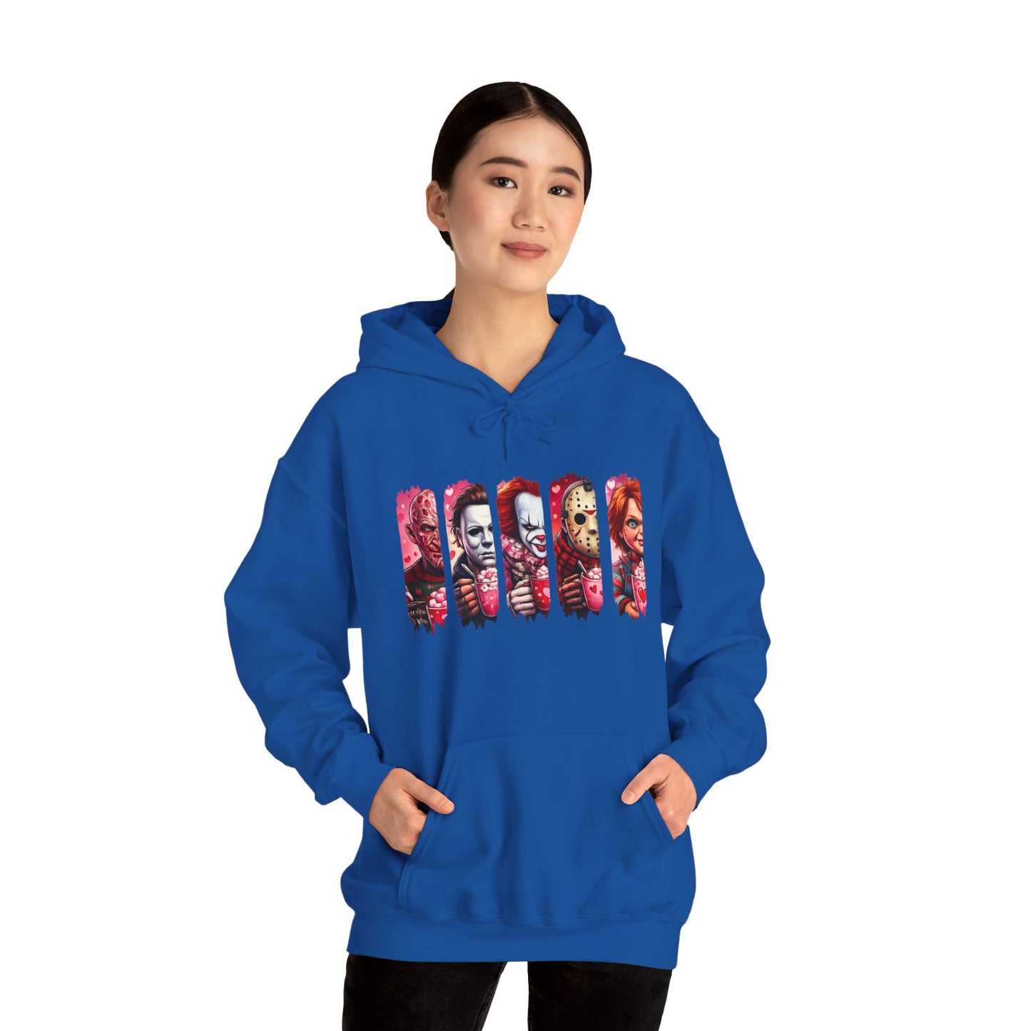 Horror Icons Hoodie — Stylized Slashed Portraits Graphic Sweatshirt