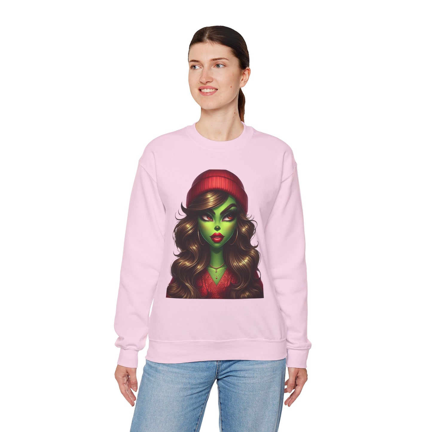 Witchy Green Girl Sweatshirt — Gothic Halloween Crewneck