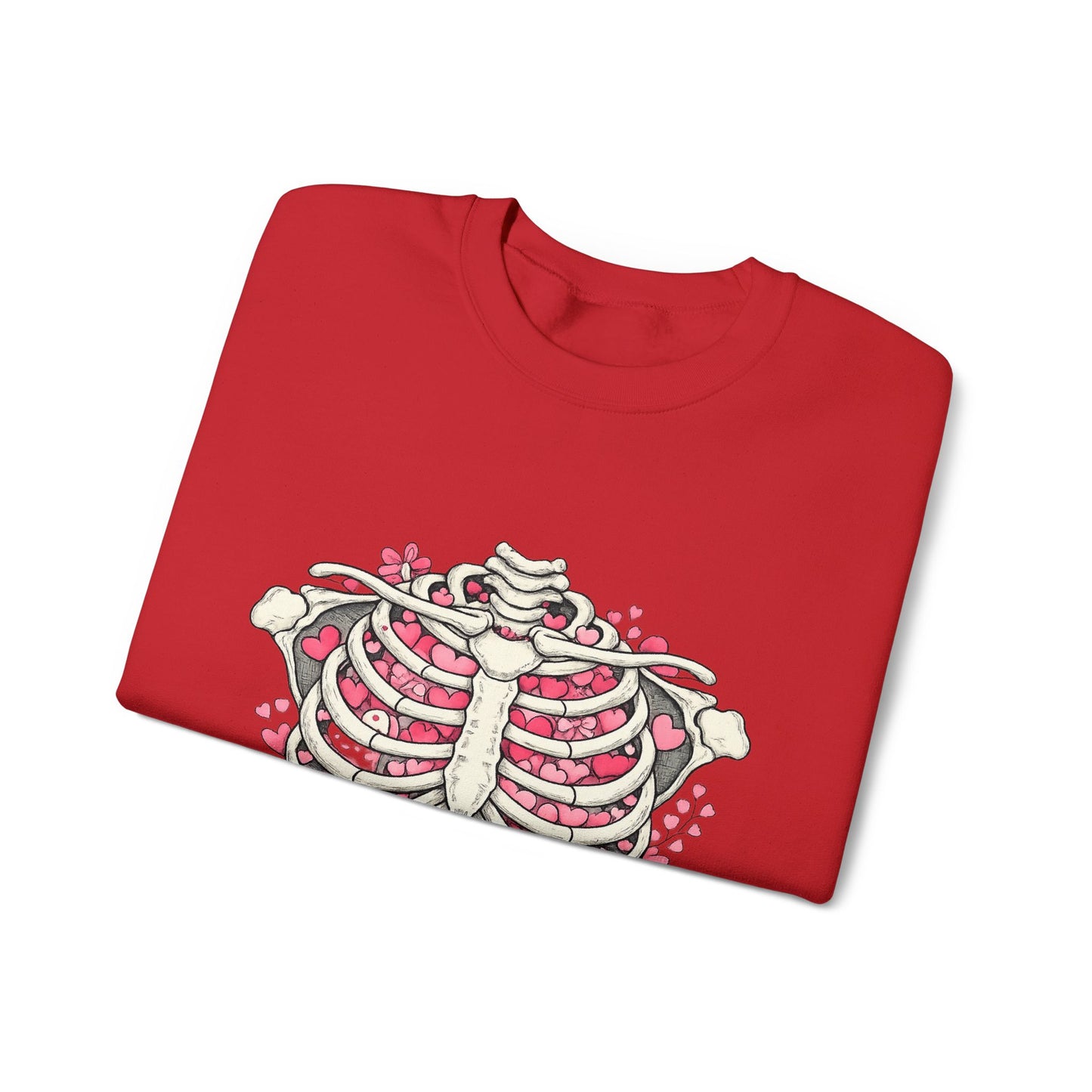 Ribcage Blossom Sweatshirt — Floral Skeleton Chest Graphic