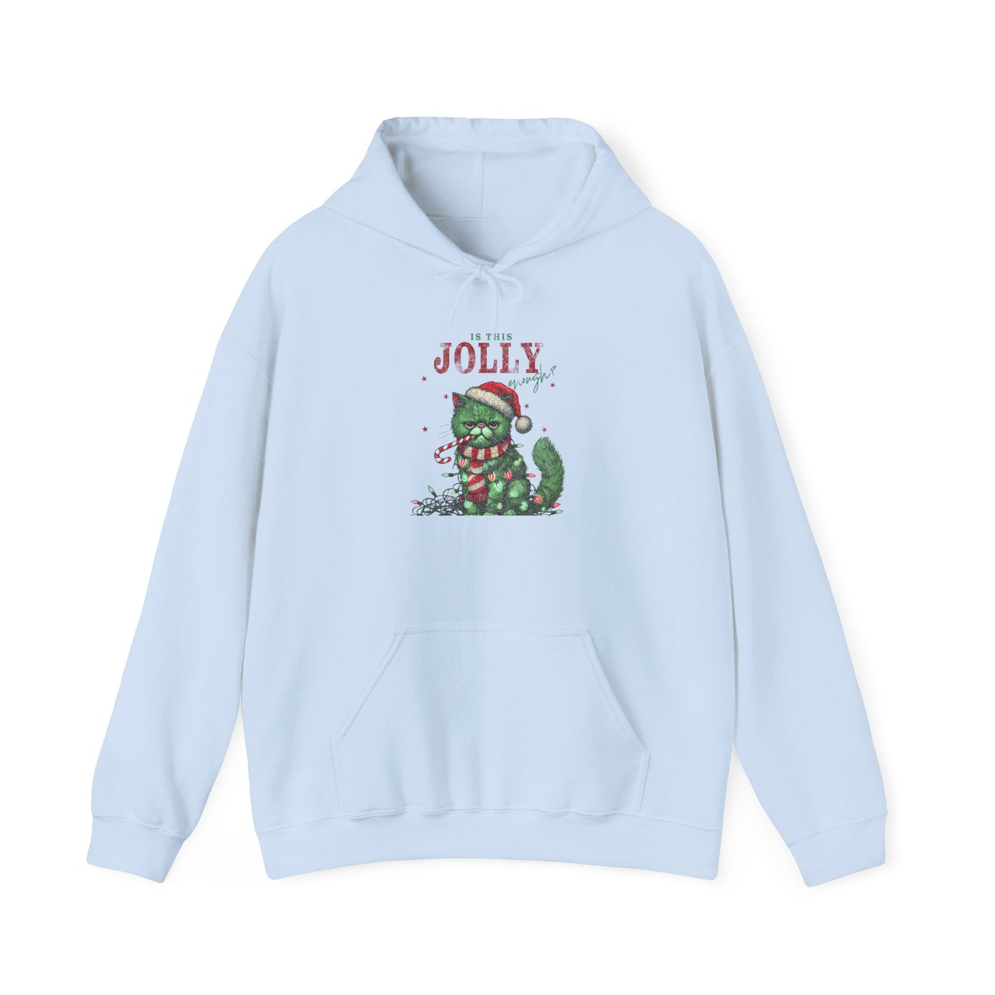 Festive Cat Hoodie, Cozy Holiday Hoodie, Jolly Grunge Pullover, Cute Cat Lover Gift, Merry Cat Hoodie