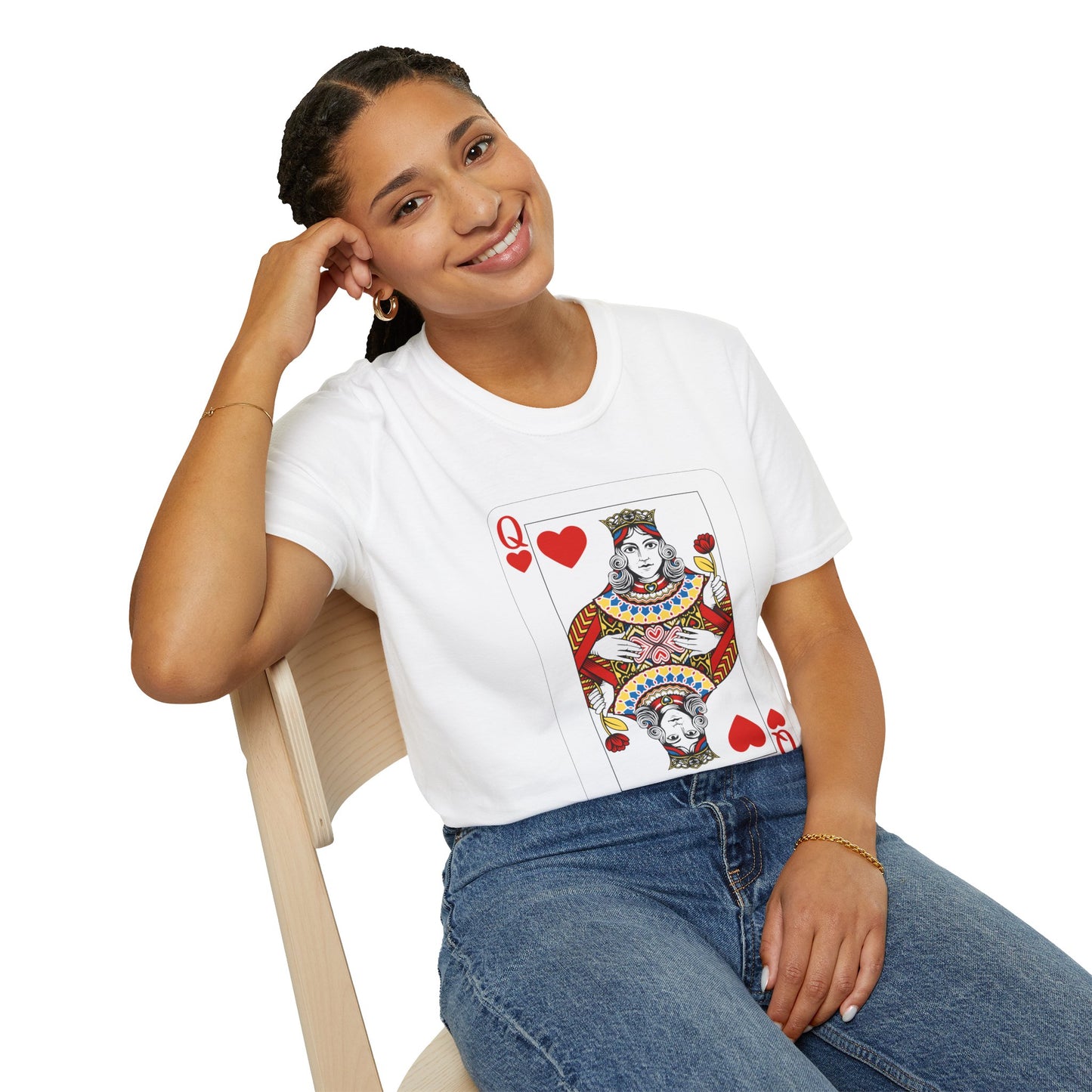 Valentines Queen of Hearts Unisex Softstyle T-Shirt - Card Inspired Design
