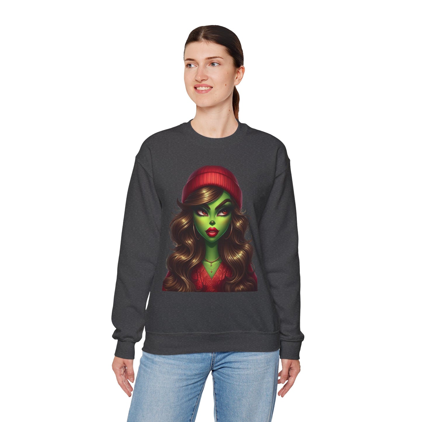 Witchy Green Girl Sweatshirt — Gothic Halloween Crewneck