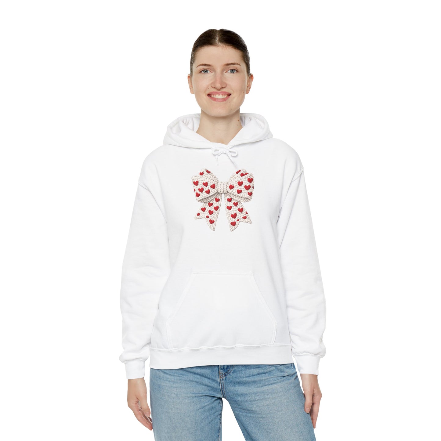Valentine Heart Bow Hoodie — Cute Red Heart Ribbon Pullover