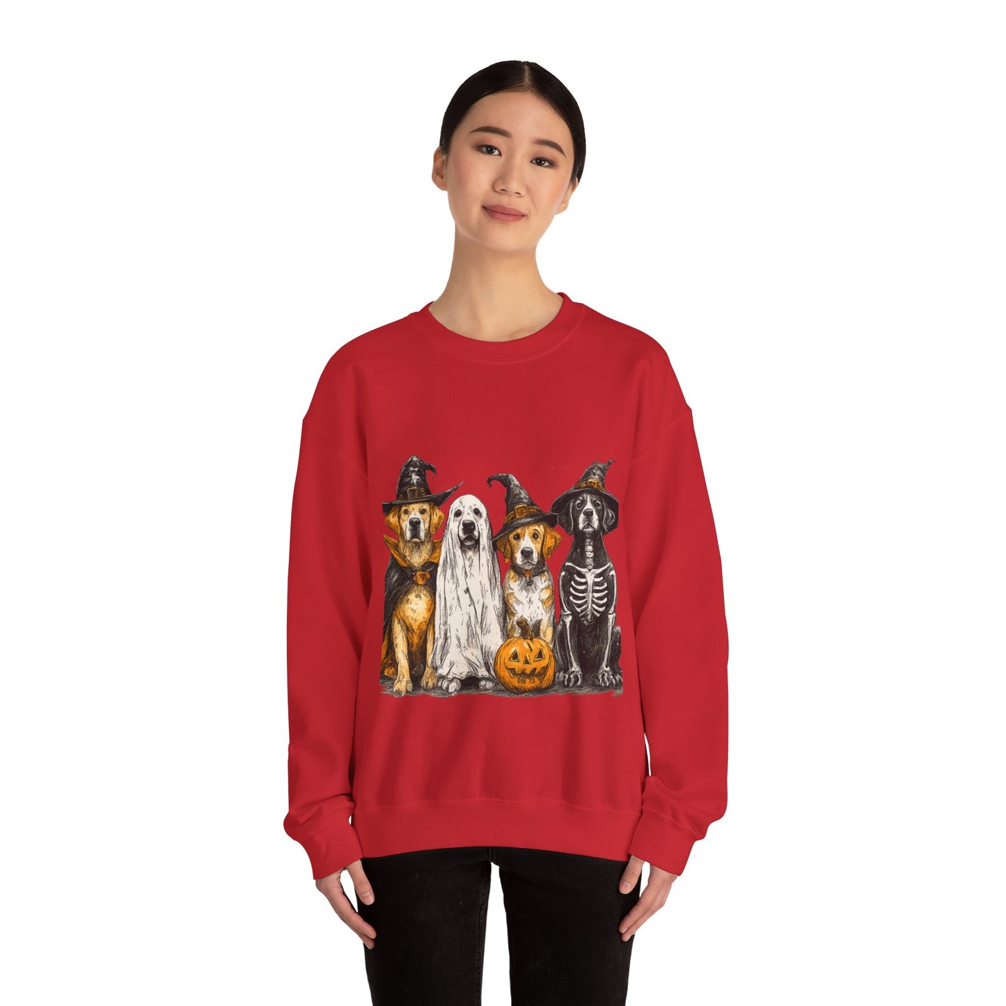 Halloween Dog-Themed Sweatshirt, Cozy Fall Apparel, Unisex Crewneck, Pet Lover Gift, Spooky Season Fashion