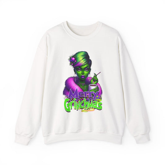 Grinch Glam Crewneck Sweatshirt — "Merry Grinchmas" Holiday Graphic
