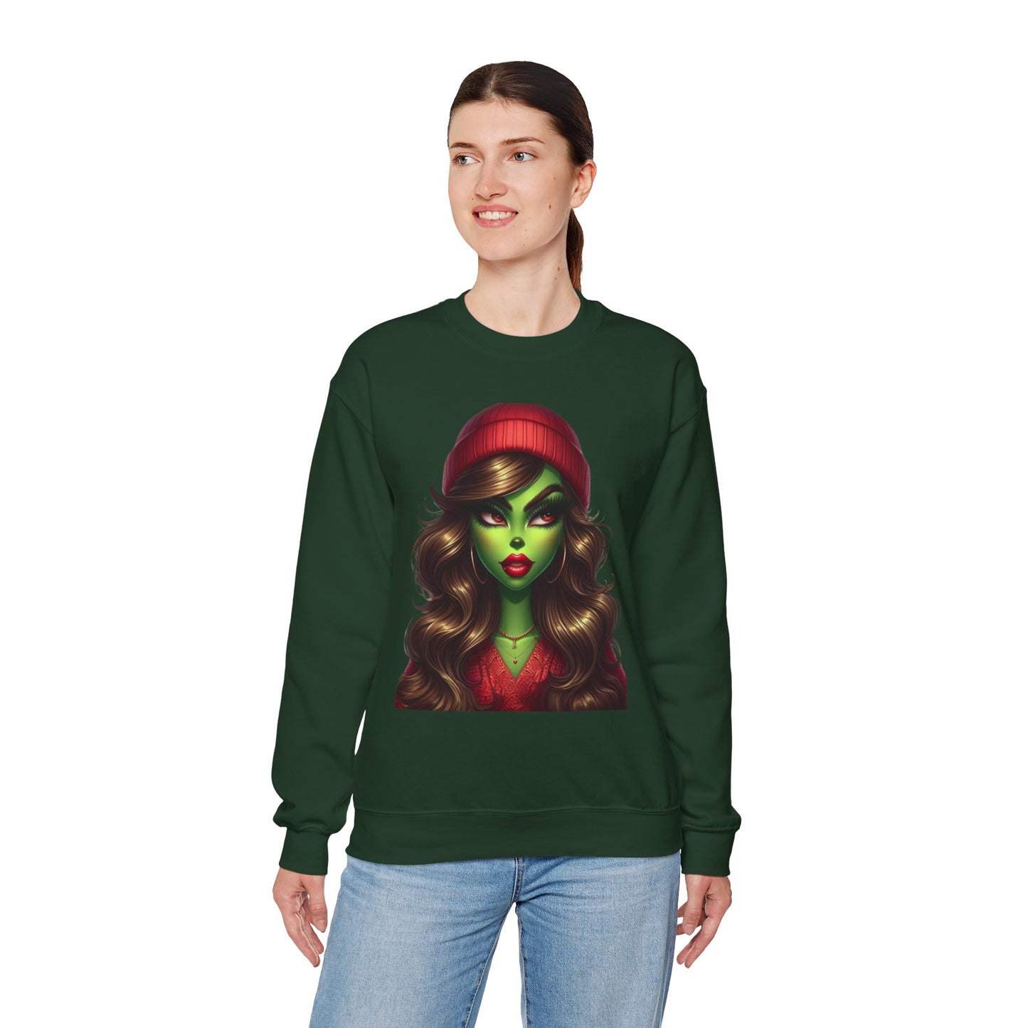 Witchy Green Girl Sweatshirt — Gothic Halloween Crewneck
