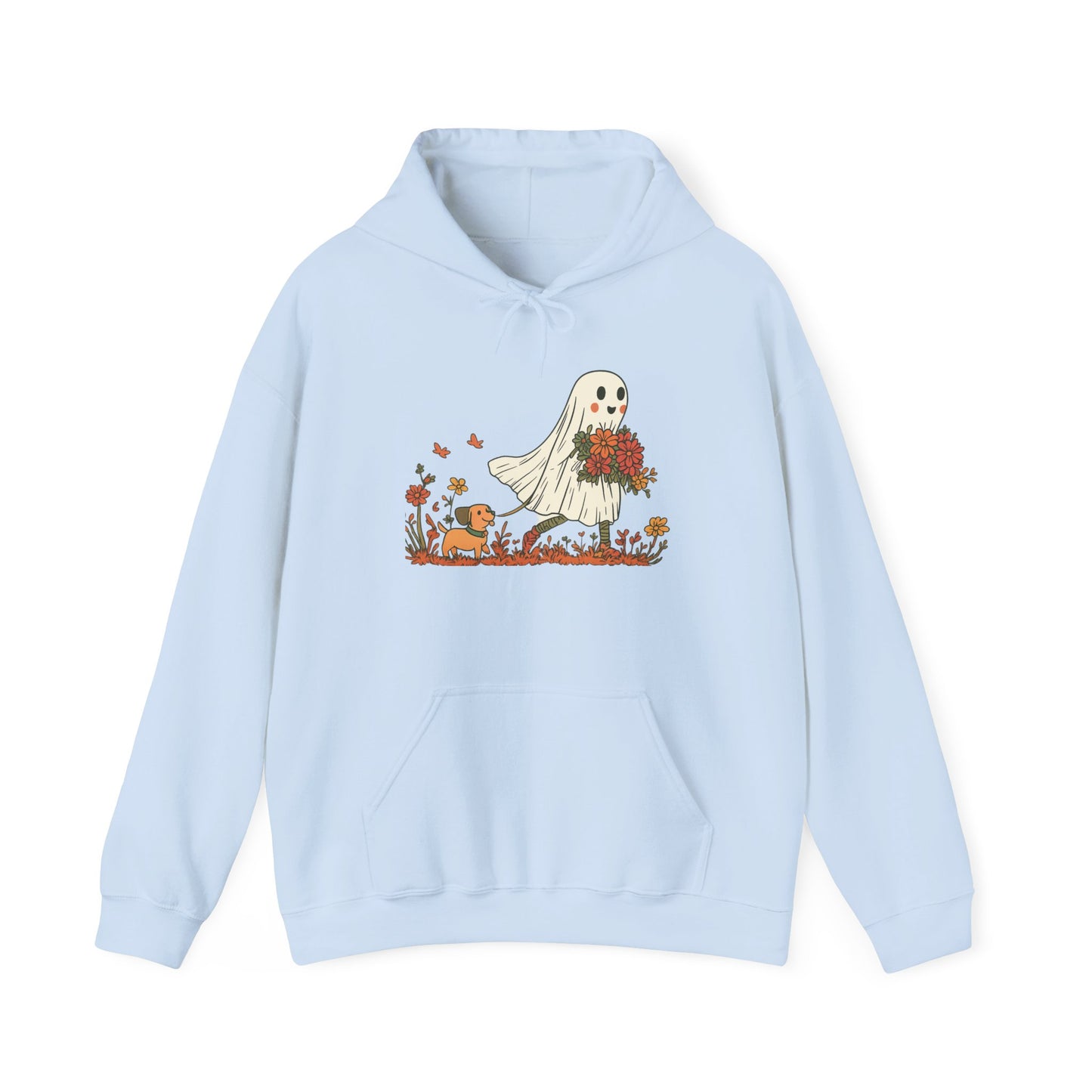 Ghostly Blooms Hoodie - Cozy Fall Fashion, Halloween Spirit, Gift for Friends, Trendy Hoodie, Autumn Style