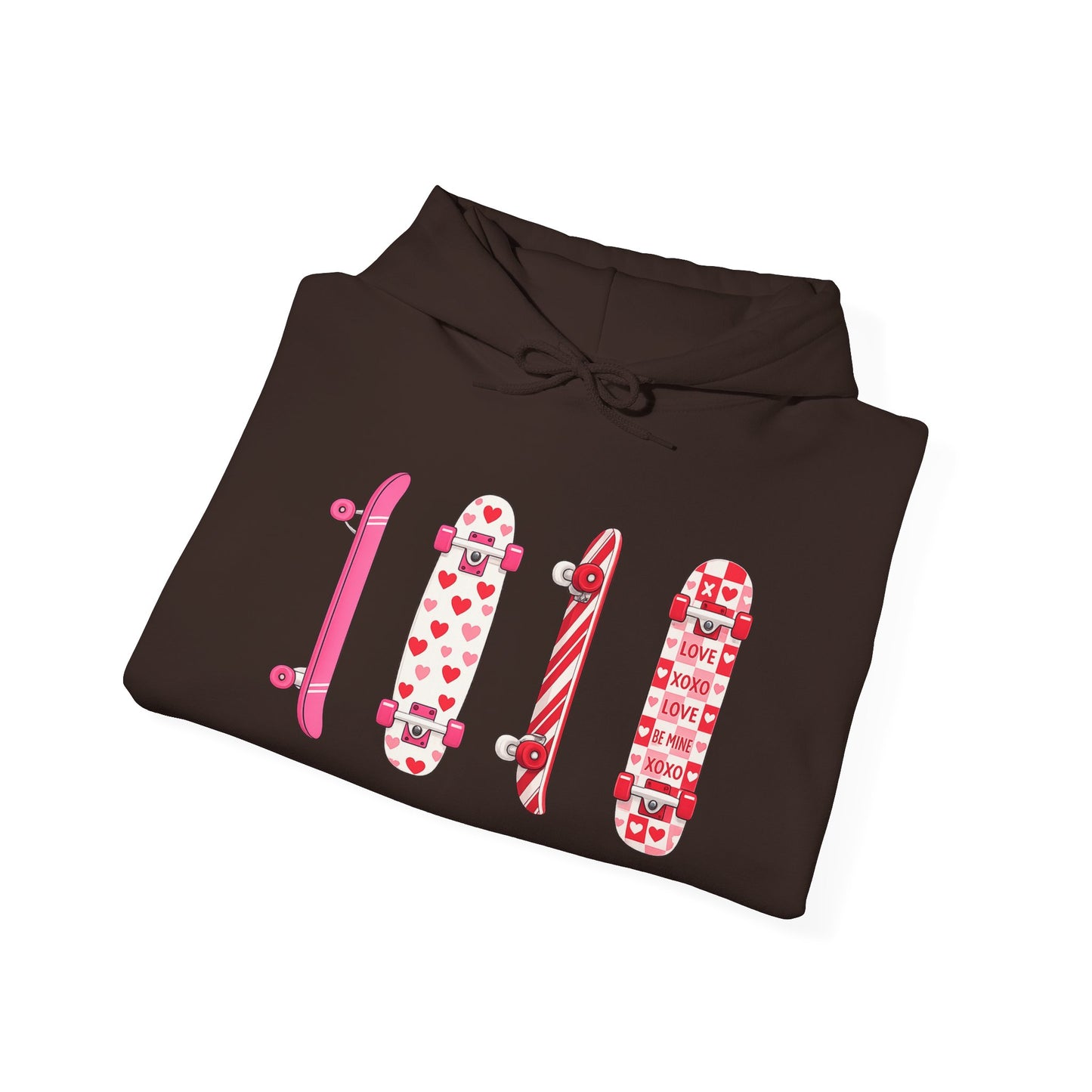 Valentine Skateboard Graphic Hoodie — Pink Heart Skate Decks