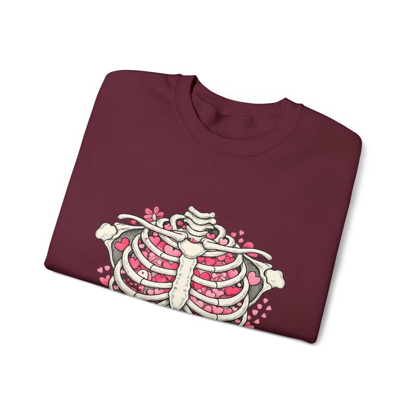 Ribcage Blossom Sweatshirt — Floral Skeleton Chest Graphic