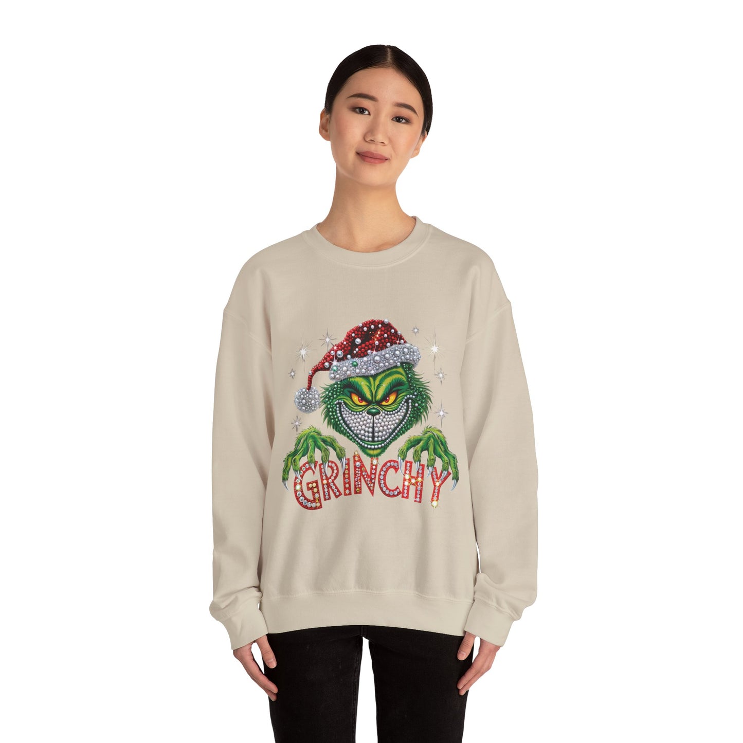 Grinchy Holiday Sweatshirt — Vintage Grinch Santa Crewneck