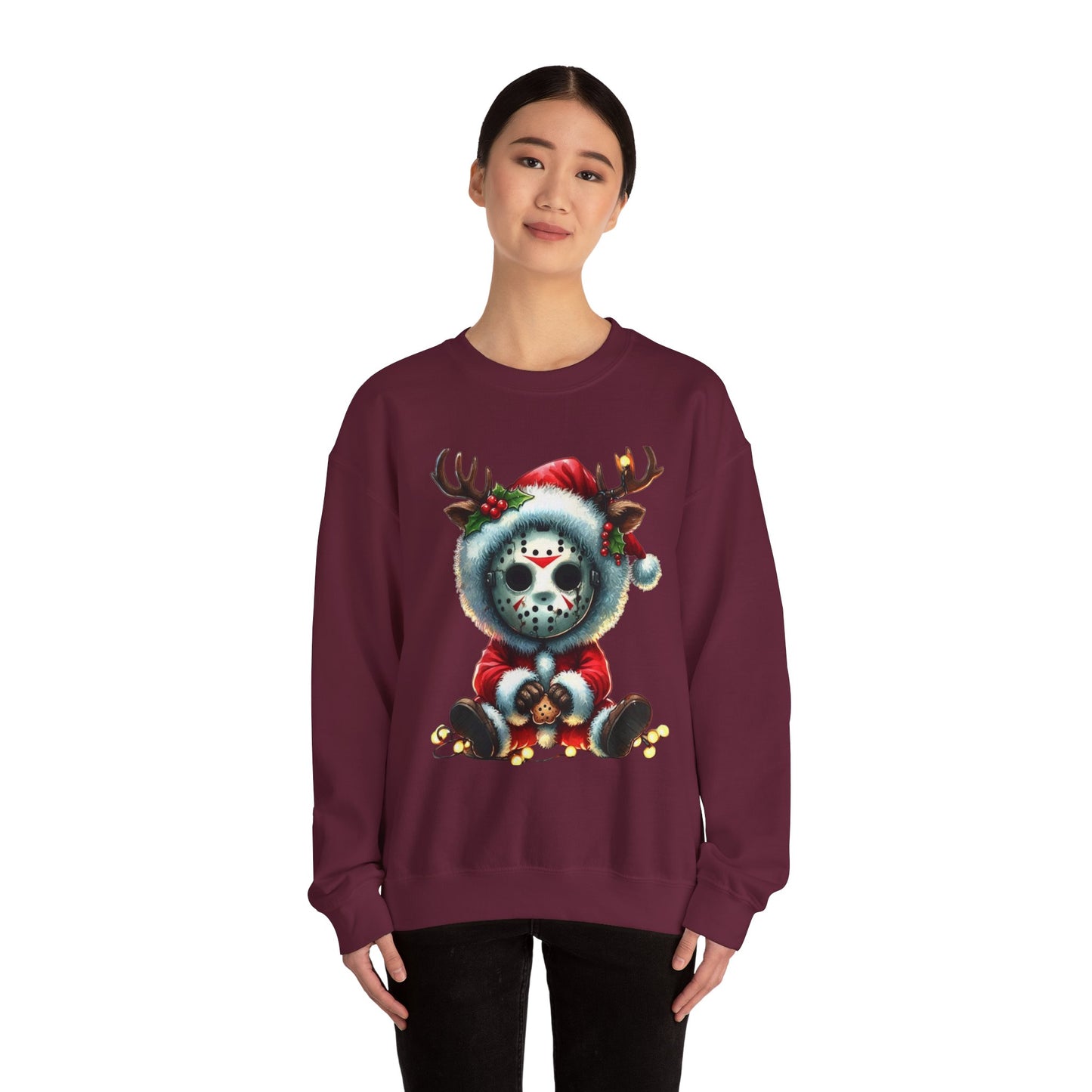 Christmas Jason Mask Sweatshirt — Cute Horror Holiday Crewneck