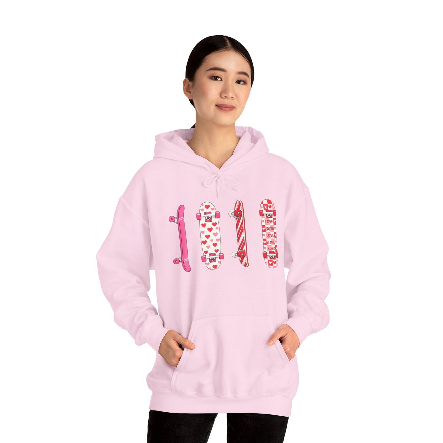 Valentine Skateboard Graphic Hoodie — Pink Heart Skate Decks