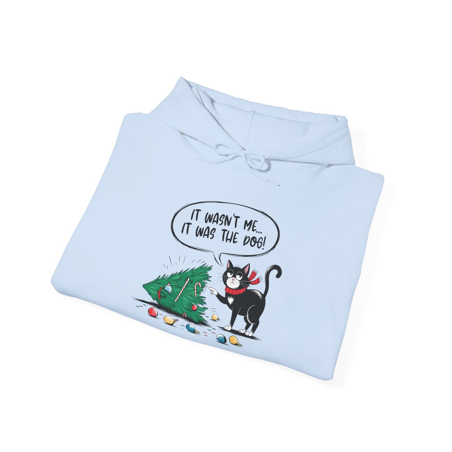 Funny Christmas Hoodie, Holiday Hooded Hoodie Cat Lover Gift, Winter Loungewear, Cozy Hoodie with Christmas Design