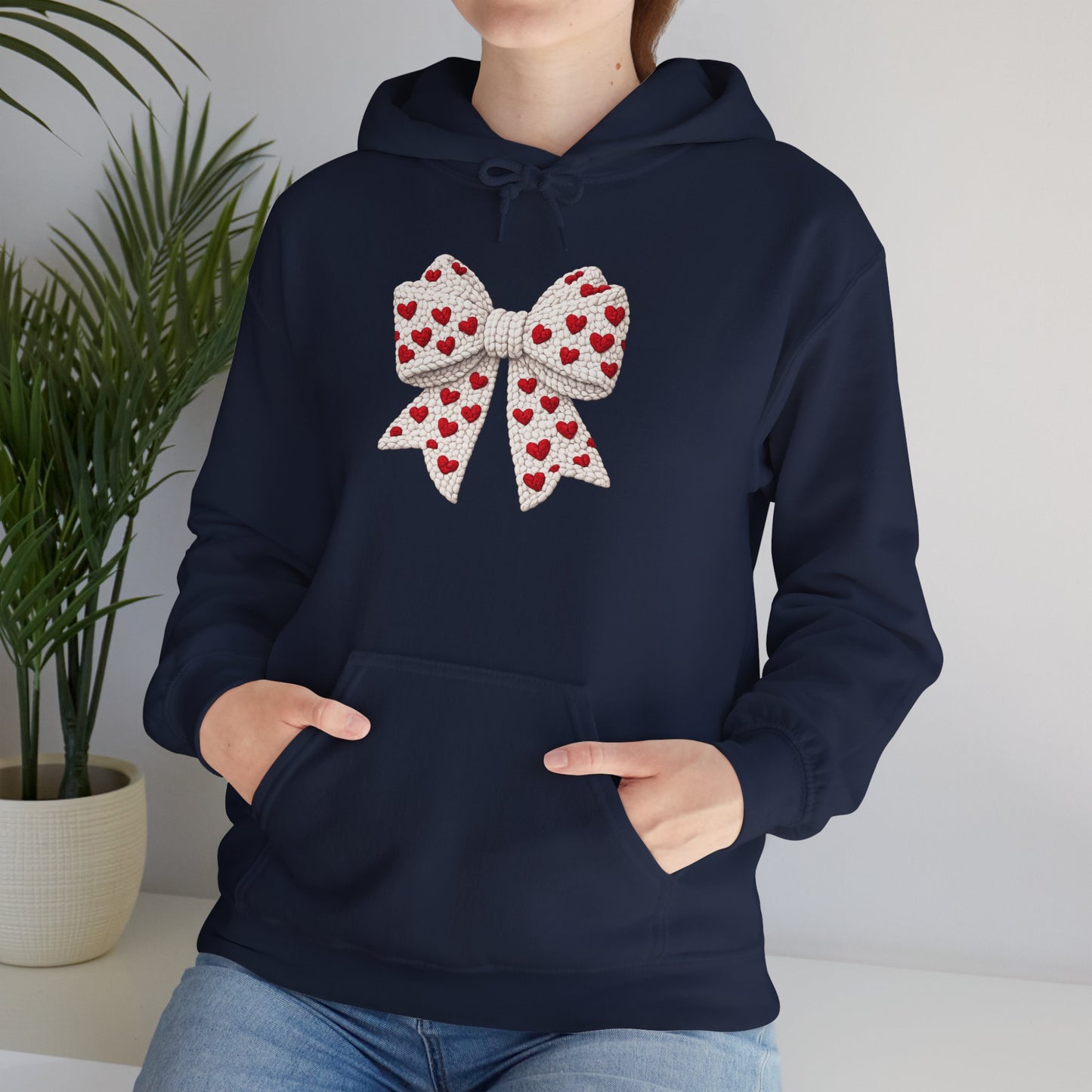 Valentine Heart Bow Hoodie — Cute Red Heart Ribbon Pullover