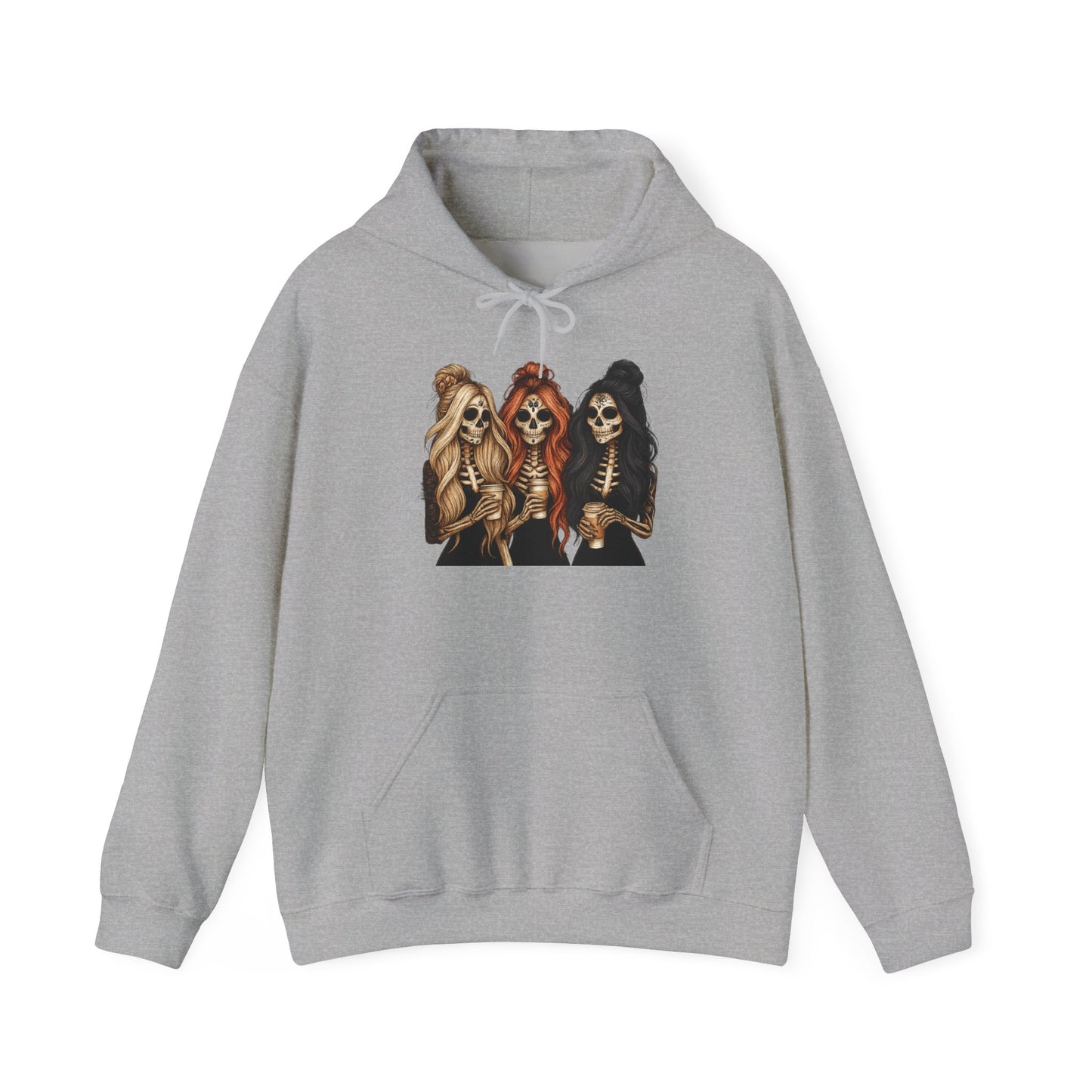 Sassy Skeletons Hoodie, Unisex Heavy Blend Hoodie, Halloween Hoodie, Spooky Cozy Wear, Gift for Horror Fans, Trendy Skeleton Hoodie