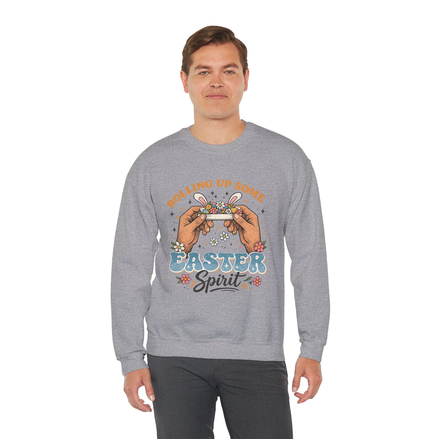 Easter Spirit Sweatshirt — "Rolling Up Some Easter Spirit" Graphic Crewneck