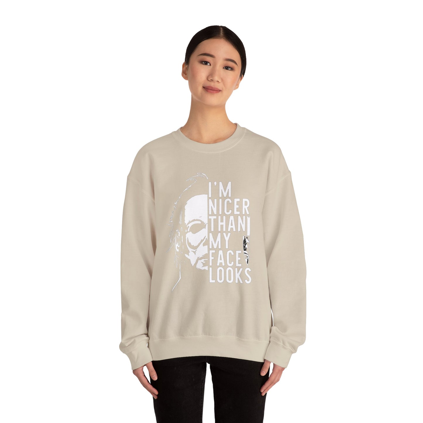 Unisex Halloween Humor Crewneck Sweatshirt, Funny Sweatshirt, Gift for Horror Fans, Halloween Apparel, Spooky Vibes, Comfortable Layering