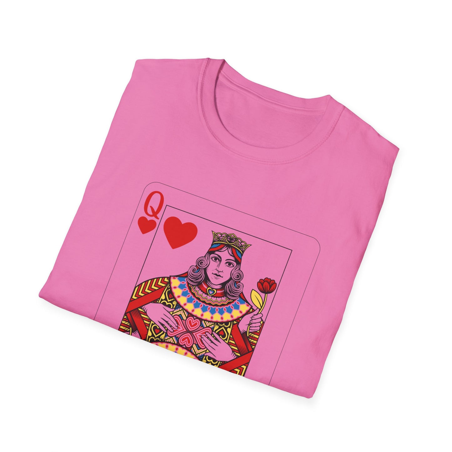 Valentines Queen of Hearts Unisex Softstyle T-Shirt - Card Inspired Design