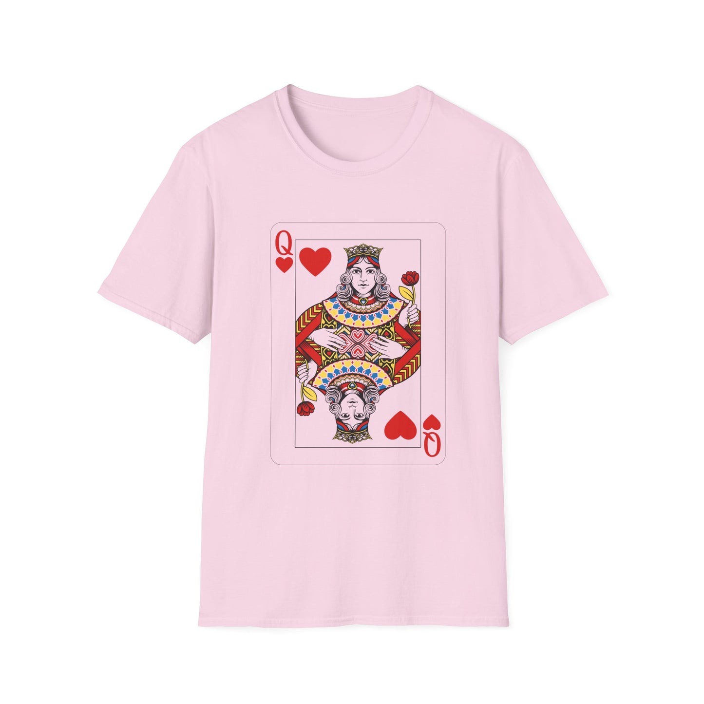 Valentines Queen of Hearts Unisex Softstyle T-Shirt - Card Inspired Design