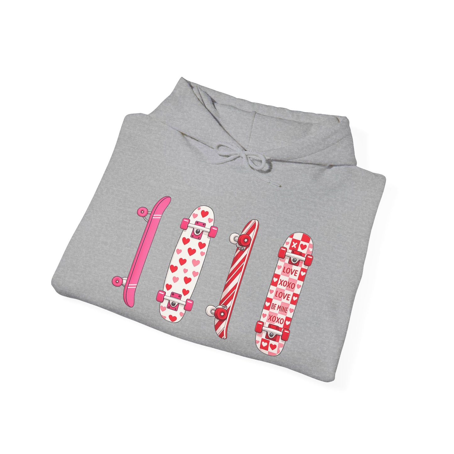 Valentine Skateboard Graphic Hoodie — Pink Heart Skate Decks