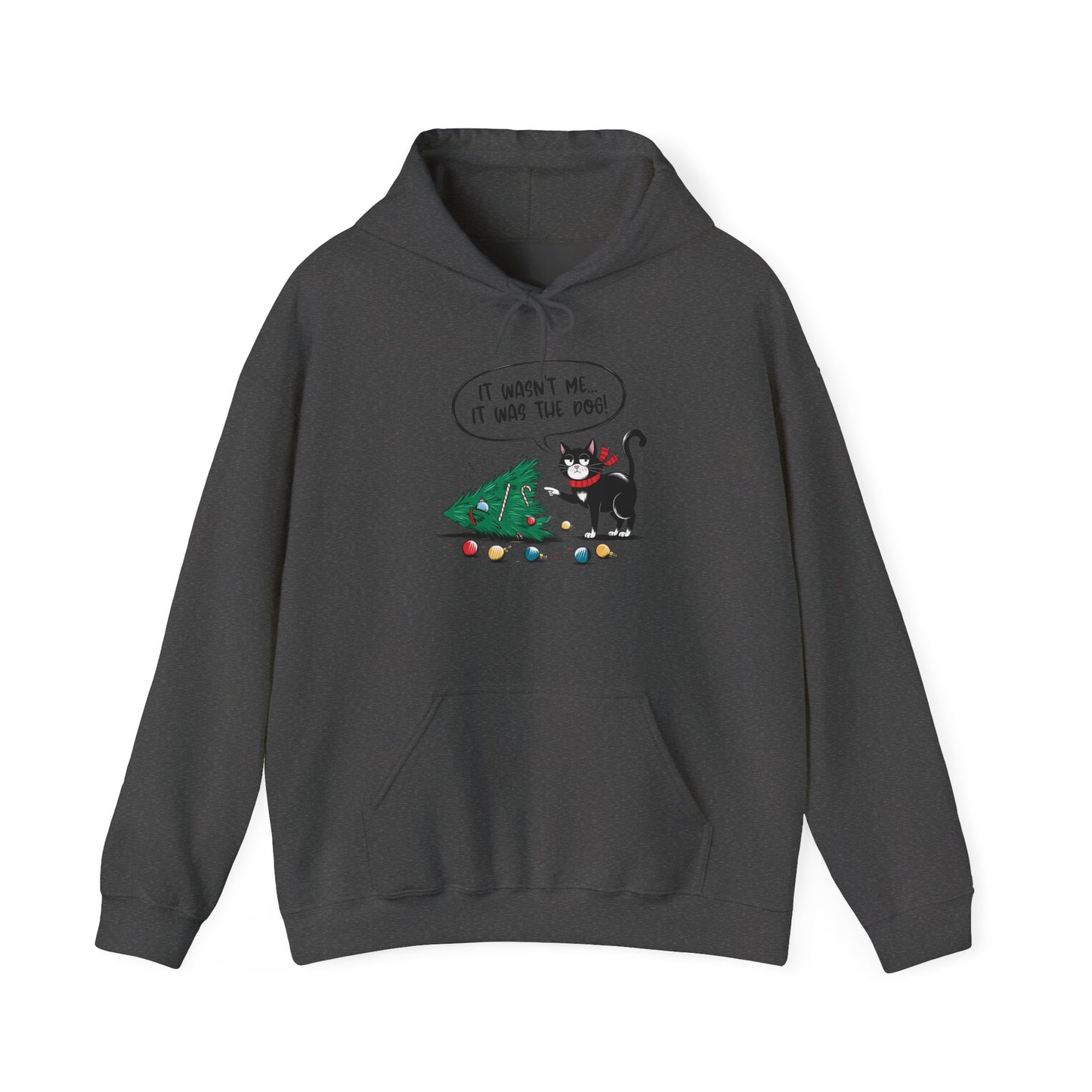 Funny Christmas Hoodie, Holiday Hooded Hoodie Cat Lover Gift, Winter Loungewear, Cozy Hoodie with Christmas Design