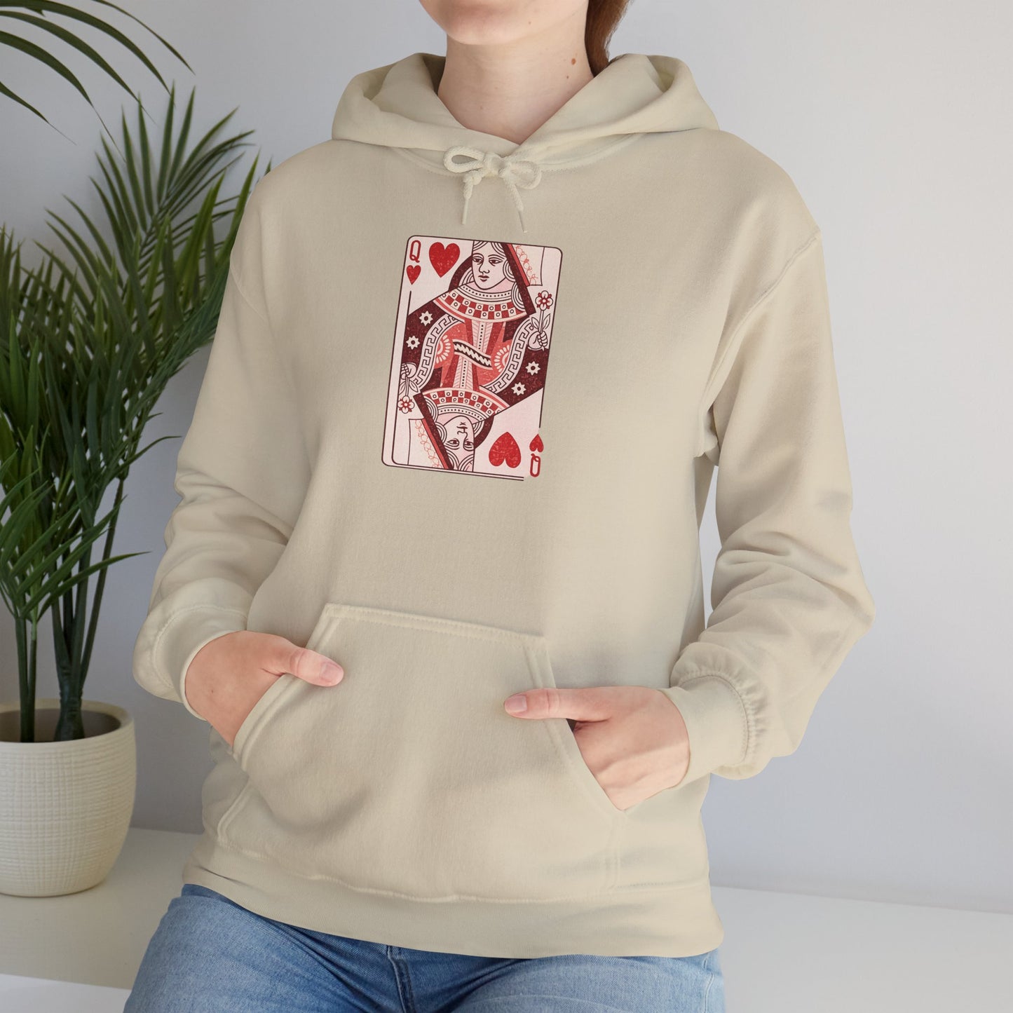 Queen of Hearts Hoodie – Vintage Playing Card Graphic Sweatshirt