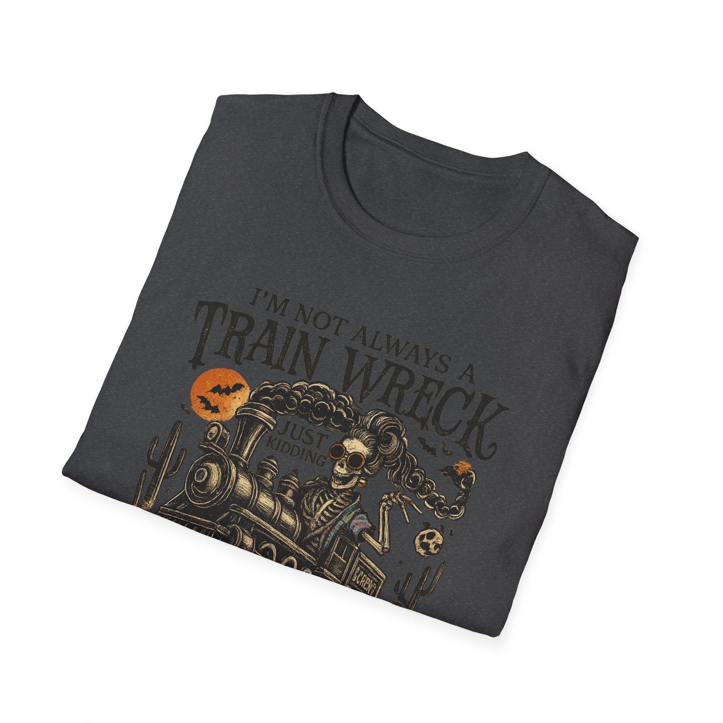 Train Wreck Unisex Softstyle T-Shirt | Funny Graphic Tee, Halloween Shirt, Gift for Friends, Casual Wear, Unique Design