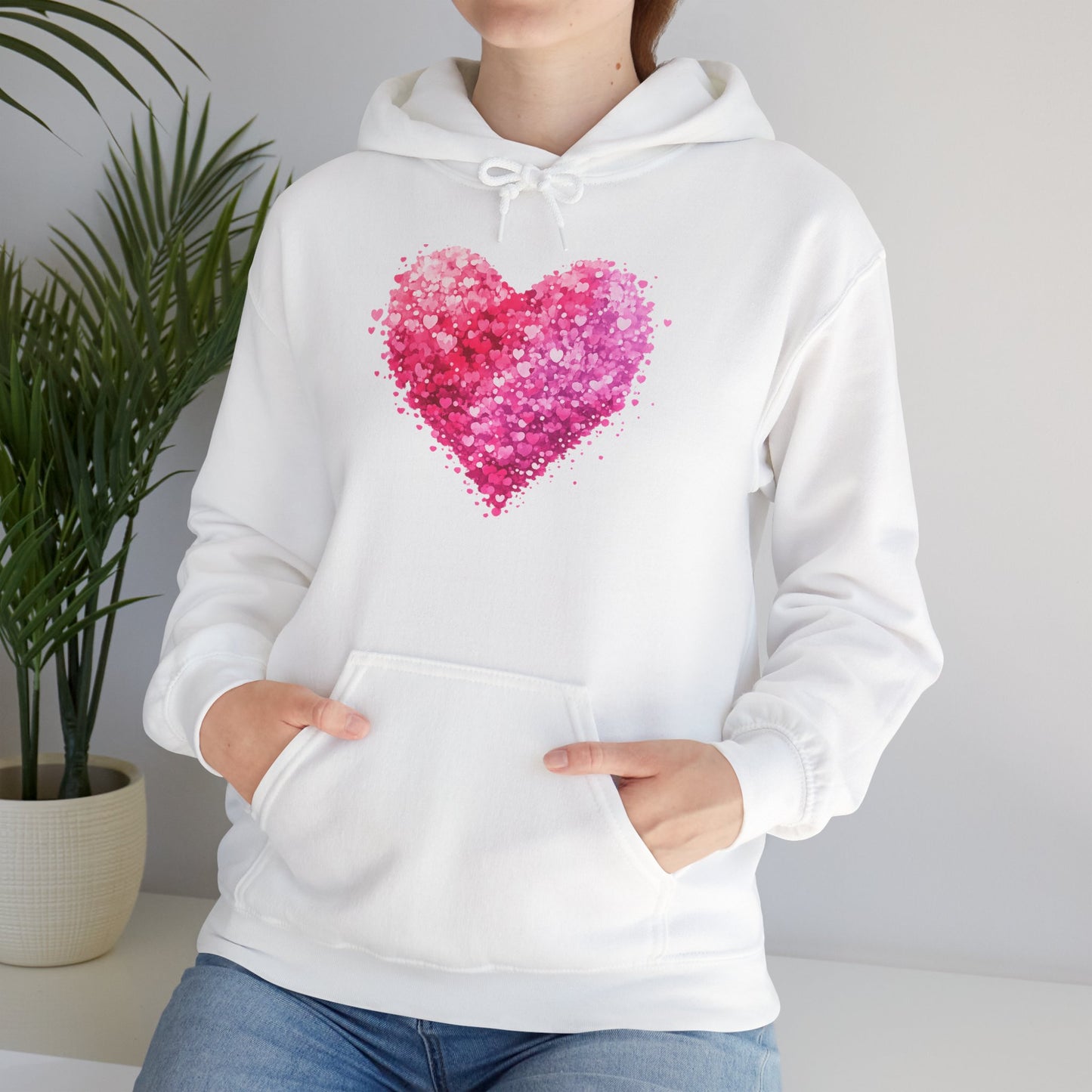 Cupid Skeleton Hoodie — Gothic Valentine Skeleton with Pink Hearts Pullover