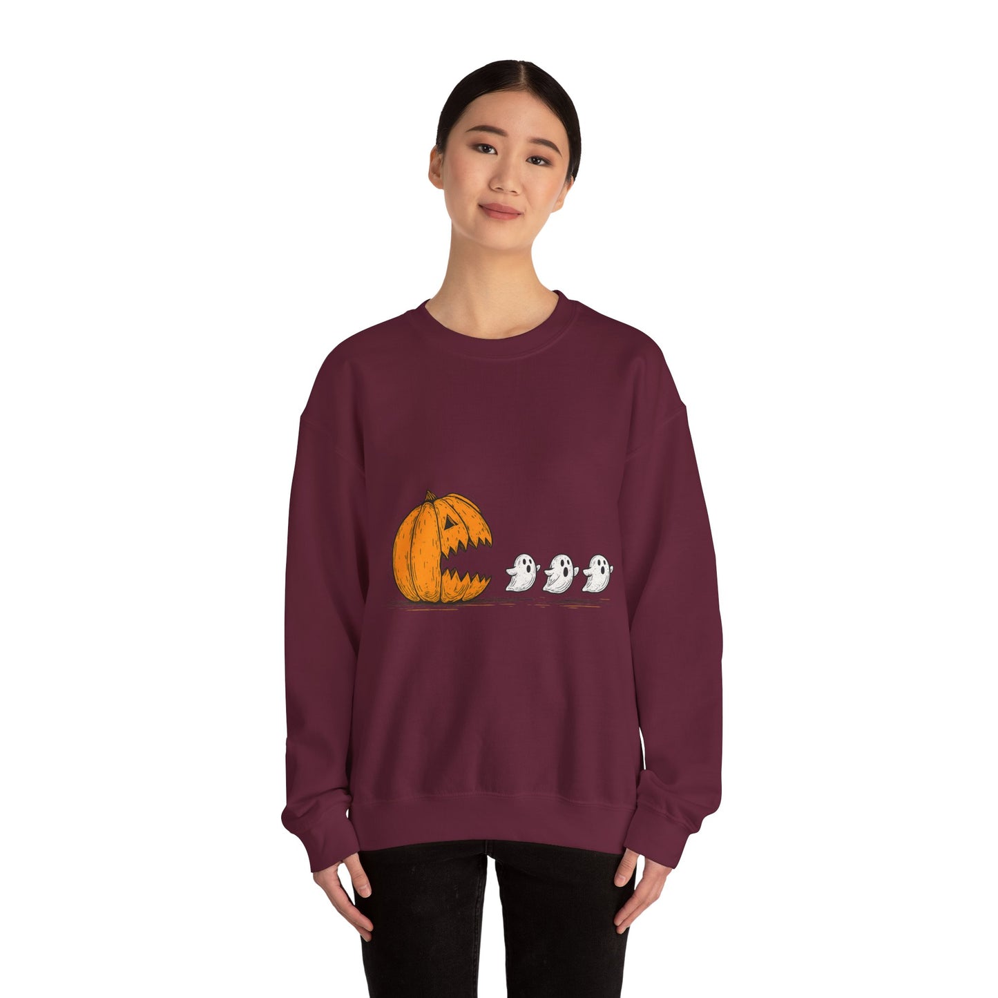 Spooky Pumpkin Ghosts Sweatshirt | Cozy Halloween Crewneck, Fall Fashion, Unisex Gift, Harvest Party Wear, Cute Autumn Outfit