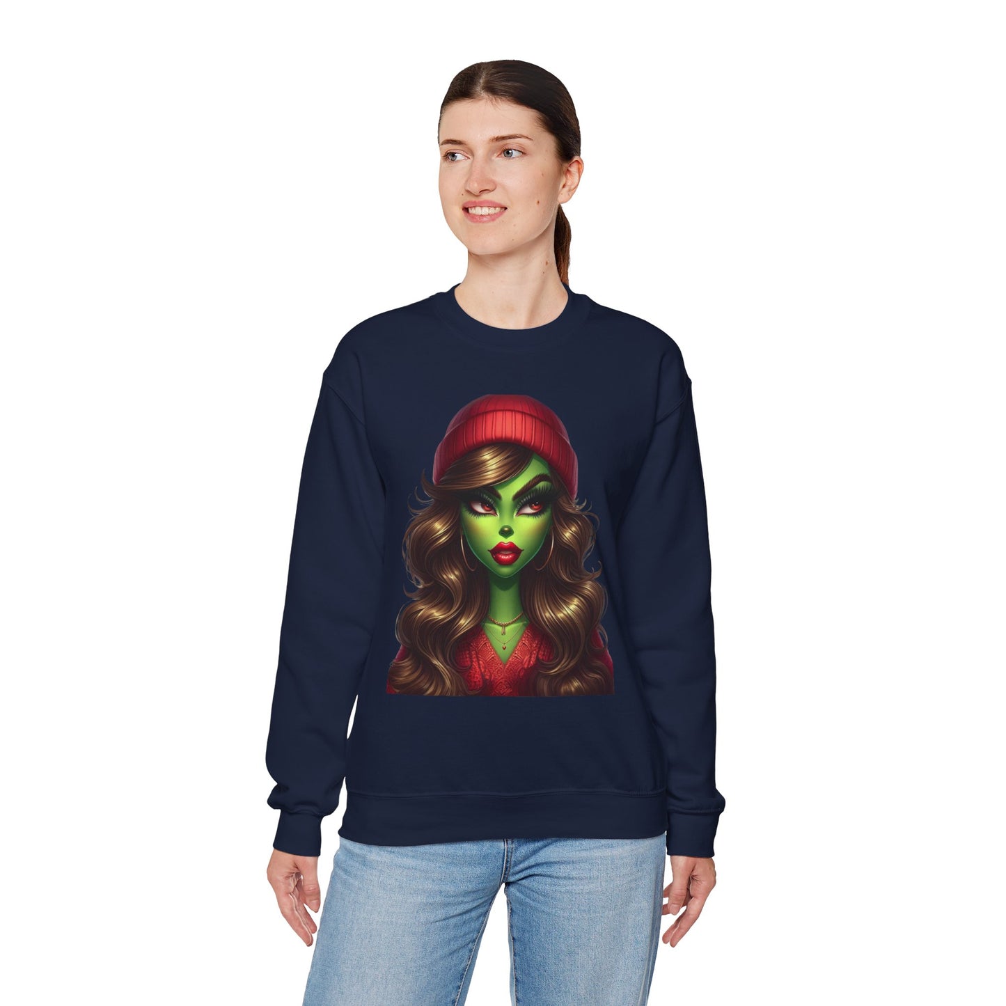 Witchy Green Girl Sweatshirt — Gothic Halloween Crewneck