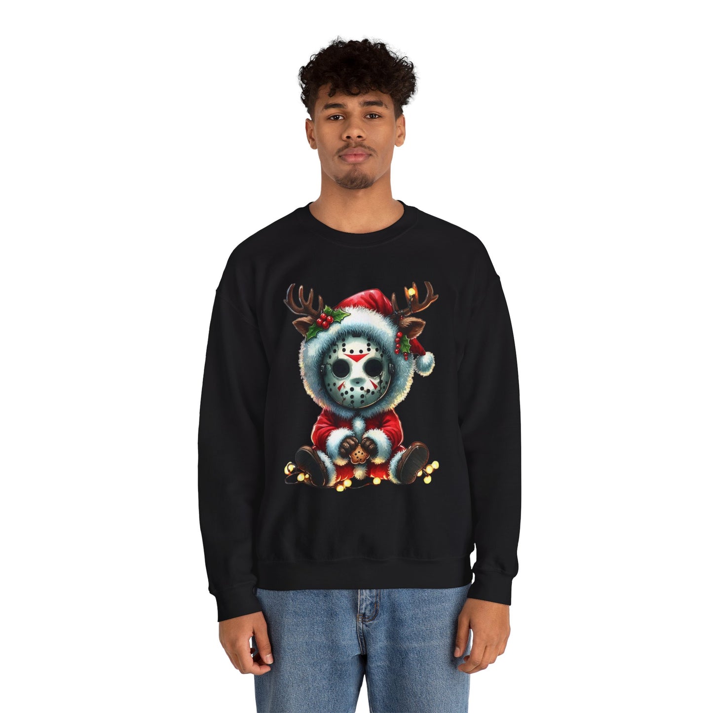 Christmas Jason Mask Sweatshirt — Cute Horror Holiday Crewneck